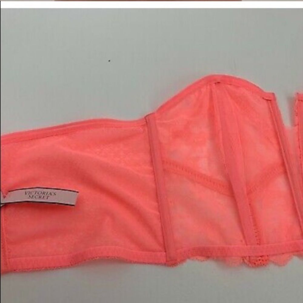 ⭐️ Victoria's Secret Dream Angels Lace Bustier Corset Bra Pink Neon NWT - Picture 7 of 8
